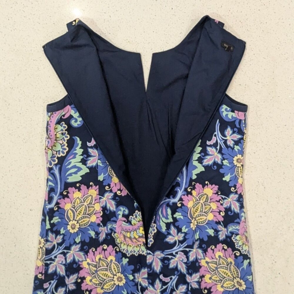 Talbots Blue Paisley Print Shift Dress Size 8 Sleeveless Brunch Cocktail Party - Picture 7 of 9